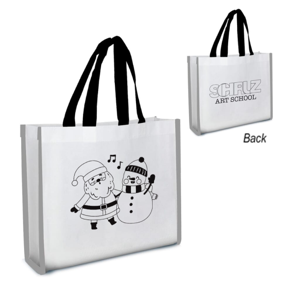 Reflective Non-Woven Coloring Tote Bag with Crayons