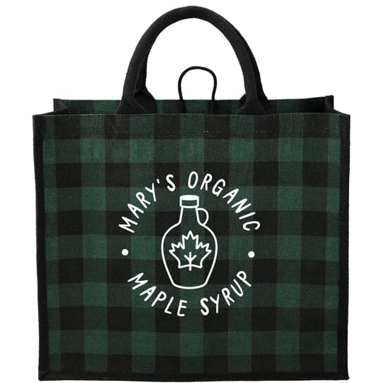 37. Buffalo Plaid Printed Jute Tote